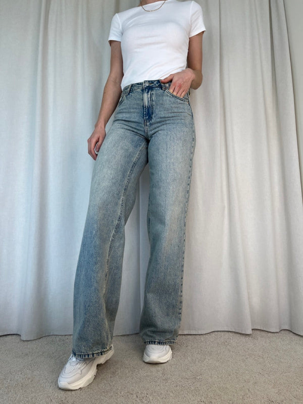 Wide Midwaist Jeans, Lyseblå