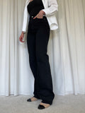 Wide Highwaist Jeans, Sort
